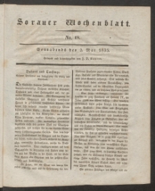 Sorauer Wochenblatt, No. 18. (2. Mai 1835)