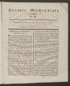 Sorauer Wochenblatt, No. 39. (26. September 1835)