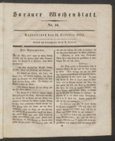 Sorauer Wochenblatt, No. 44. (31. October 1835)