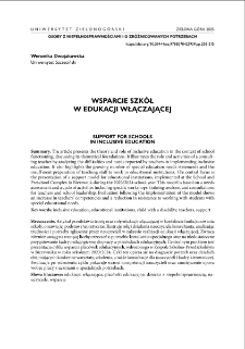 Wsparcie szk&oacute;ł w edukacji włączającej = Support for schools in inclusive education