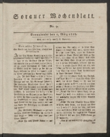 Sorauer Wochenblatt, No. 9. (1. M&auml;rz 1828)