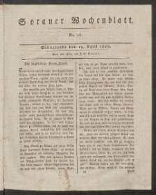 Sorauer Wochenblatt, No. 16. (19. April 1828)