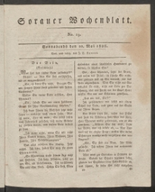 Sorauer Wochenblatt, No. 19. (10. Mai 1828)