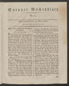 Sorauer Wochenblatt, No. 21. (24. Mai 1828)