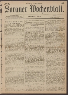 Sorauer Wochenblatt, No. 22. (20. Februar 1877)