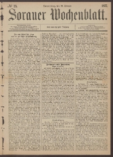 Sorauer Wochenblatt, No. 23. (22. Februar 1877)