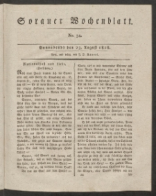 Sorauer Wochenblatt, No. 34. (23. August 1828)