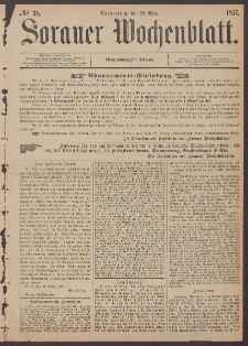 Sorauer Wochenblatt, No. 38. (29. März 1877)