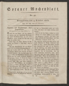 Sorauer Wochenblatt, No. 40. (4. October 1828)