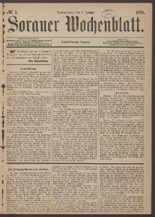 Sorauer Wochenblatt, No. 3. (6. Januar 1876)