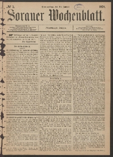 Sorauer Wochenblatt, No. 5. (10. Januar 1878)