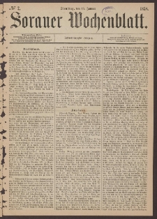 Sorauer Wochenblatt, No. 7. (15. Januar 1878)