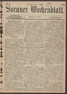 Sorauer Wochenblatt, No. 8. (17. Januar 1878)