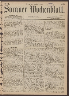 Sorauer Wochenblatt, No. 12. (26. Januar 1878)
