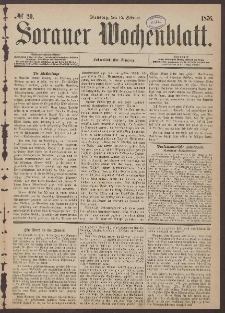 Sorauer Wochenblatt, No. 20. (15. Februar 1876)