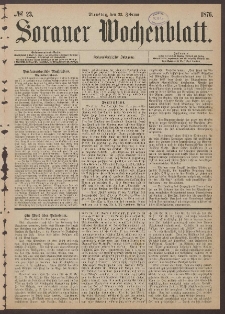 Sorauer Wochenblatt, No. 23. (22. Februar 1876)