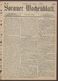 Sorauer Wochenblatt, No. 17. (7. Februar 1878)