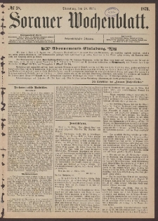 Sorauer Wochenblatt, No. 38. (28. März 1876)