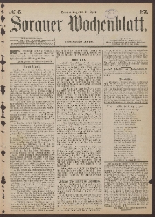 Sorauer Wochenblatt, No. 45. (13. April 1876)