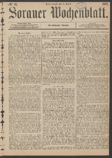 Sorauer Wochenblatt, No. 42. (6. April 1878)