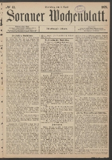 Sorauer Wochenblatt, No. 43. (9. April 1878)
