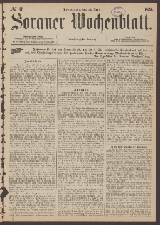 Sorauer Wochenblatt, No. 47. (18. April 1878)