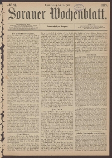 Sorauer Wochenblatt, No. 81. (11. Juli 1878)
