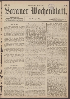 Sorauer Wochenblatt, No. 88. (27. Juli 1878)