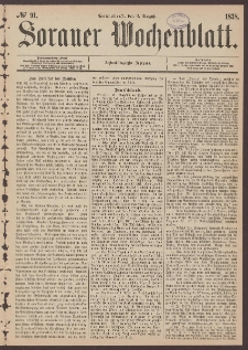 Sorauer Wochenblatt, No. 91. (3. August 1878)