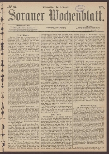 Sorauer Wochenblatt, No. 93. (8. August 1878)