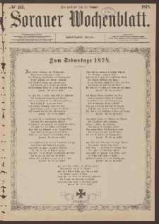 Sorauer Wochenblatt, No. 103. (31. August 1878)