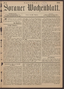 Sorauer Wochenblatt, No. 3. (5. Januar 1884)