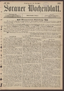 Sorauer Wochenblatt, No. 113. (24. September 1878)