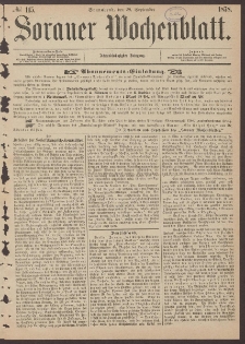 Sorauer Wochenblatt, No. 115. (28. September 1878)