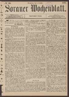 Sorauer Wochenblatt, No. 116. (1. October 1878)