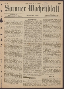Sorauer Wochenblatt, No. 8. (17. Januar 1884)