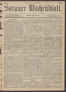 Sorauer Wochenblatt, No. 15. (2. Februar 1884)