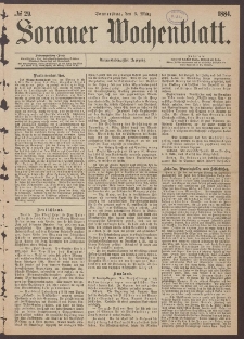 Sorauer Wochenblatt, No. 29. (6. M&auml;rz 1884)