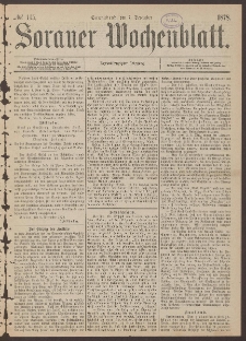 Sorauer Wochenblatt, No. 145. (7. December 1878)