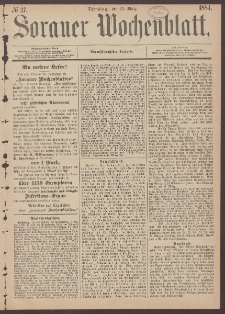 Sorauer Wochenblatt, No. 37. (25. M&auml;rz 1884)