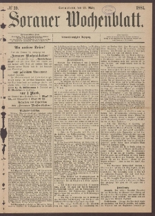 Sorauer Wochenblatt, No. 39. (29. März 1884)