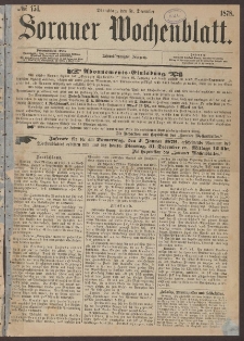 Sorauer Wochenblatt, No. 154. (31. December 1878)