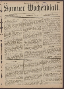 Sorauer Wochenblatt, No. 50. (26. April 1884)