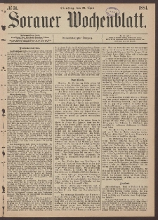 Sorauer Wochenblatt, No. 51. (29. April 1884)