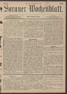 Sorauer Wochenblatt, No. 73. (21. Juni 1884)