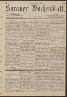 Sorauer Wochenblatt, No. 18. (10. Februar 1885)