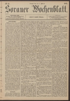 Sorauer Wochenblatt, No. 23. (21. Februar 1885)