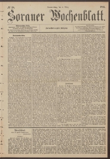 Sorauer Wochenblatt, No. 28. (5. M&auml;rz 1885)