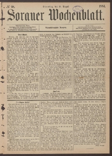 Sorauer Wochenblatt, No. 98. (19. August 1884)
