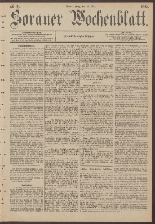 Sorauer Wochenblatt, No. 34. (19. M&auml;rz 1885)